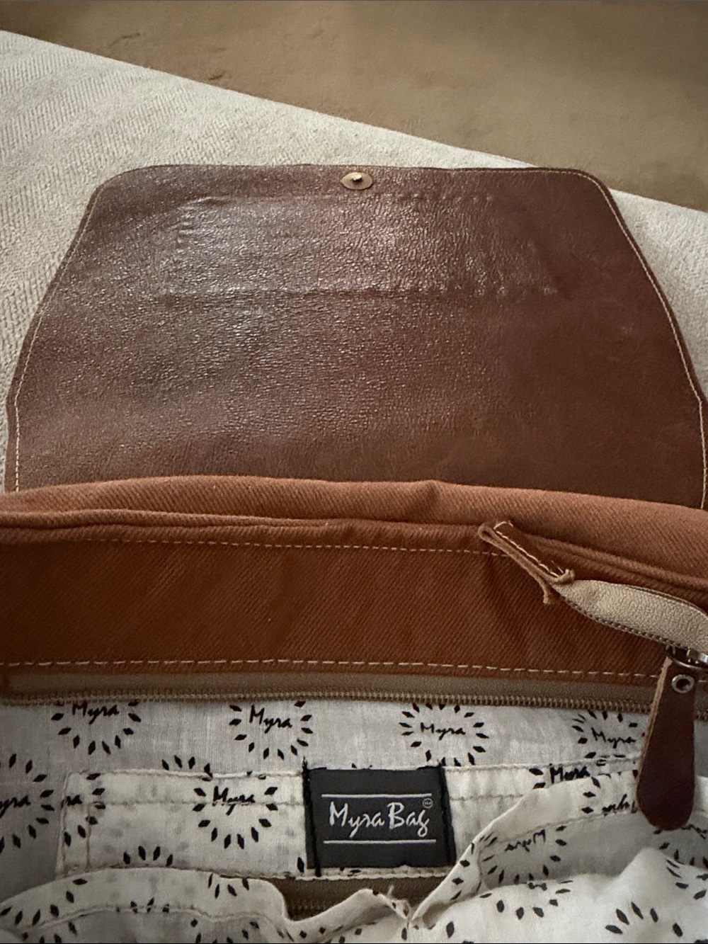Myra Bag Brown/Tan/Blue Southwestern Sunflower Accent Backpack - Picture 3 of 5